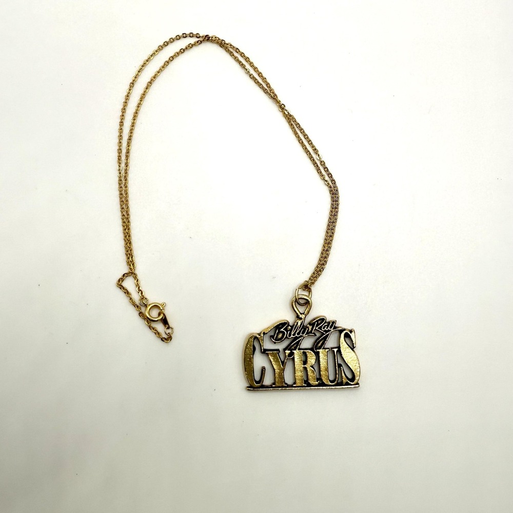 Billy Ray Cyrus Gold Tone Necklace Pendant‎ Chain Country Music Fan Jewelry Gift